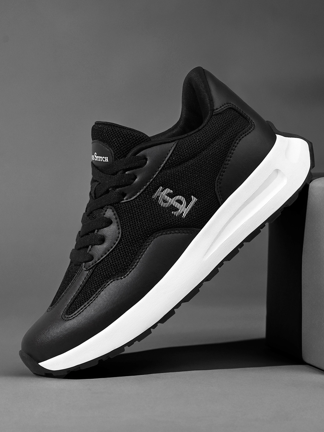 LOUIS STITCH Women's Charcoal Black Sport Lace-Up Casual Athleisure Shoes