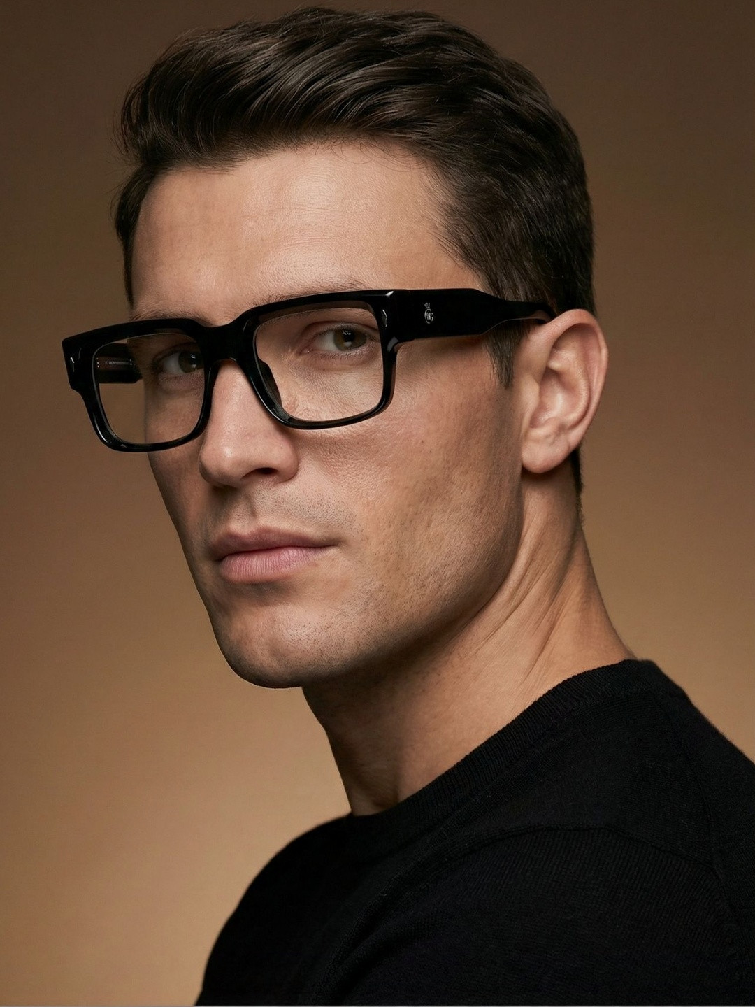 CROWNCHI Men Clear Lens & Black Square Sunglasses With UV Protected Lens