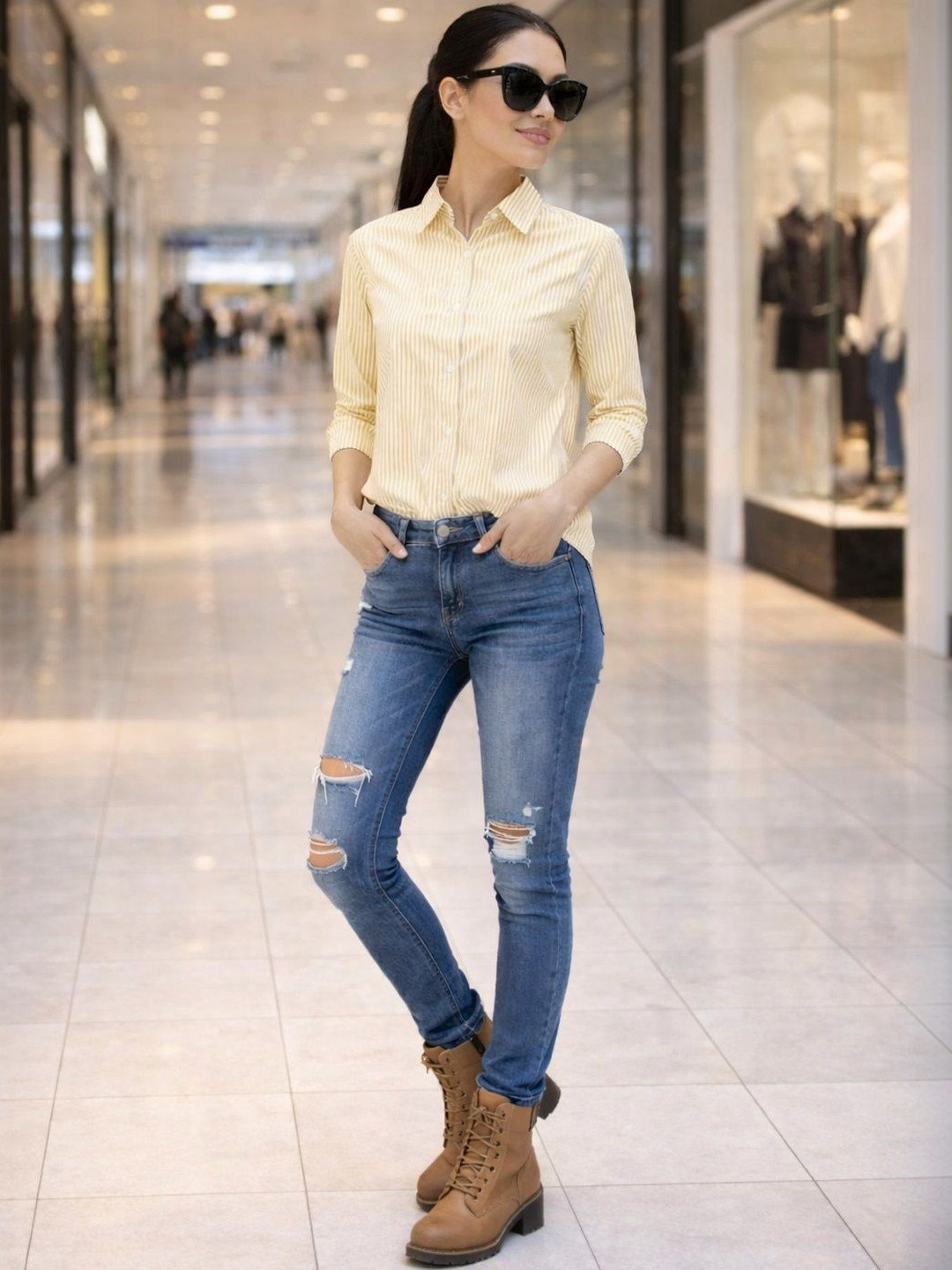 MIRAVUE Women Relaxed Striped Casual Shirt