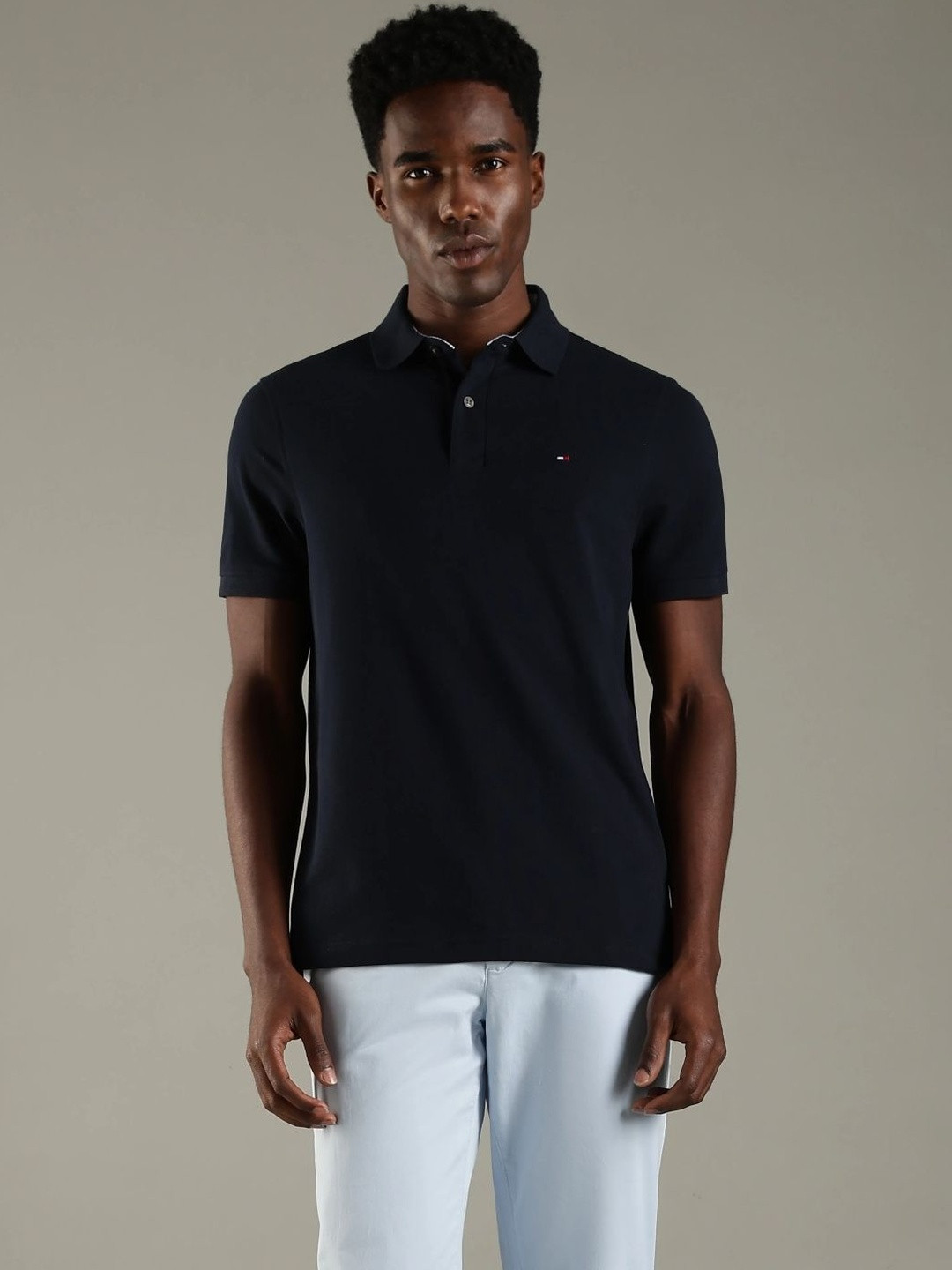 Tommy Hilfiger Men Brand Logo Polo Collar T-shirt