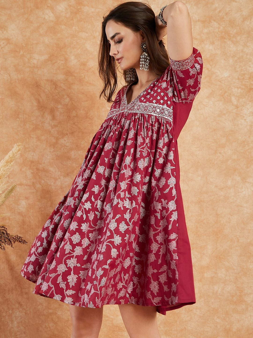 Ramas Floral Embroidered V-Neck Top