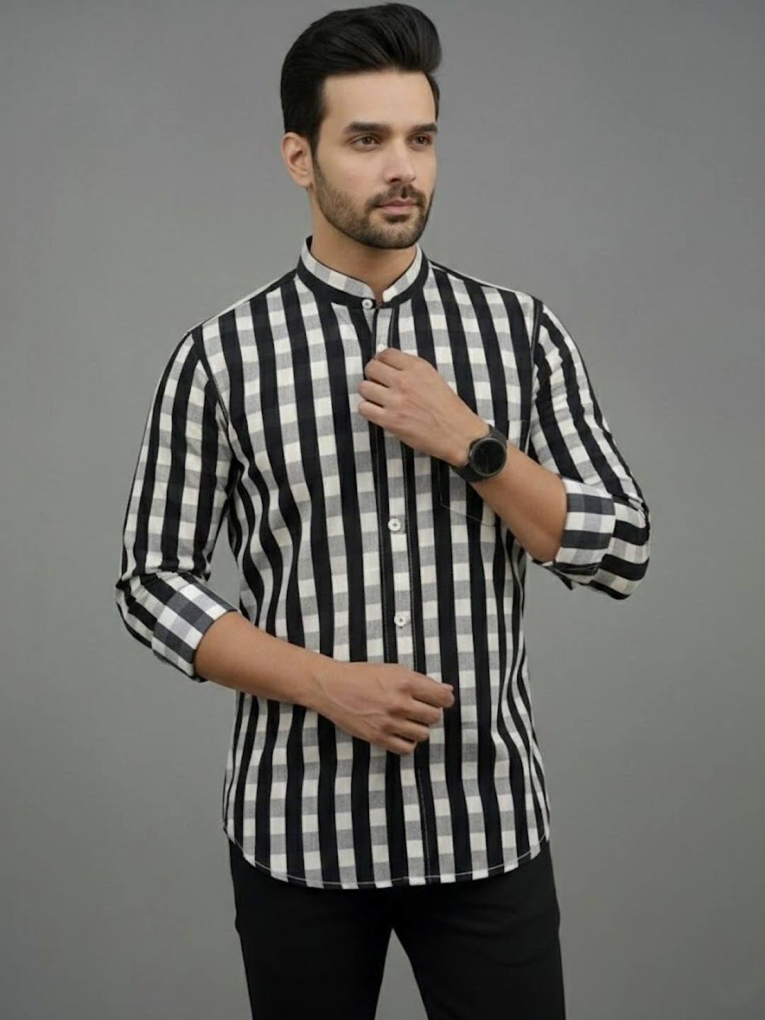 Anouk Mirage Men's Short Kurta Black Color