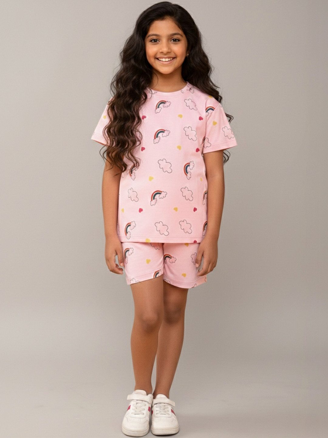 FEBVIBE Unisex Kids Printed T-shirt with Shorts
