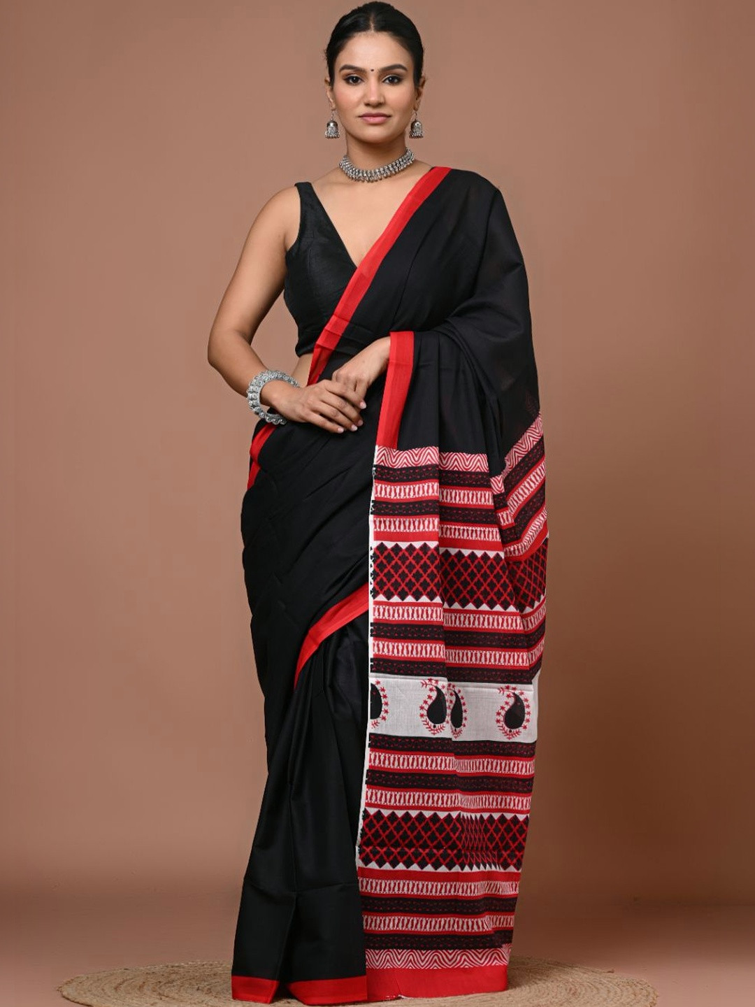 DATTA BUTTI Ethnic Motifs Pure Cotton Handloom Bagru Saree