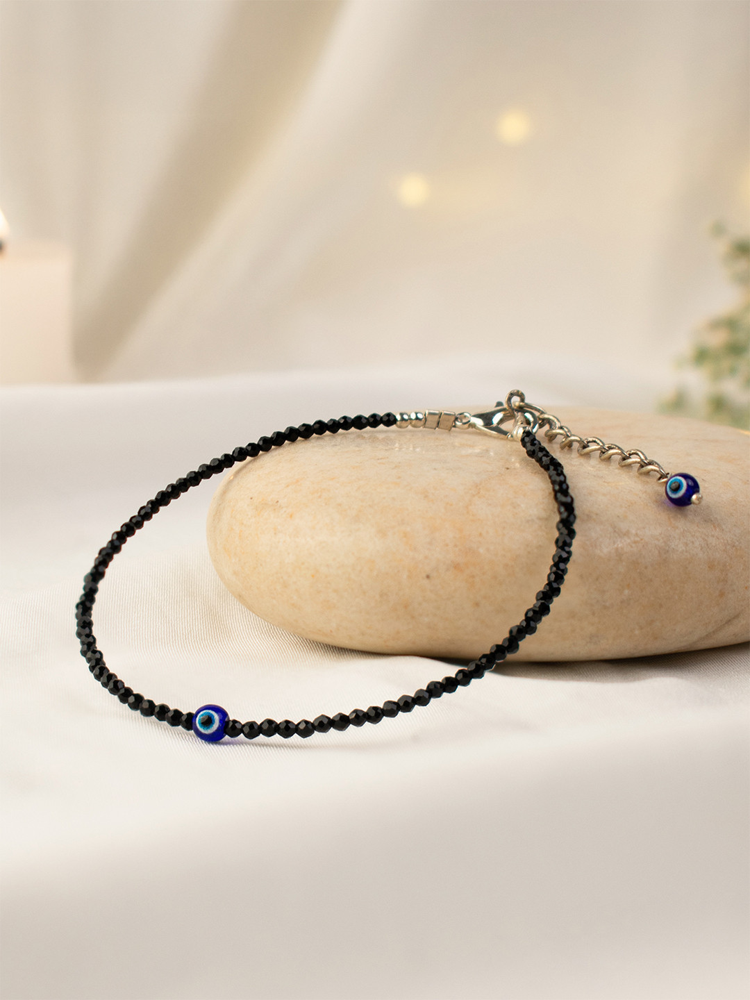 Astrotalk Black Tourmaline Evil Eye Anklet
