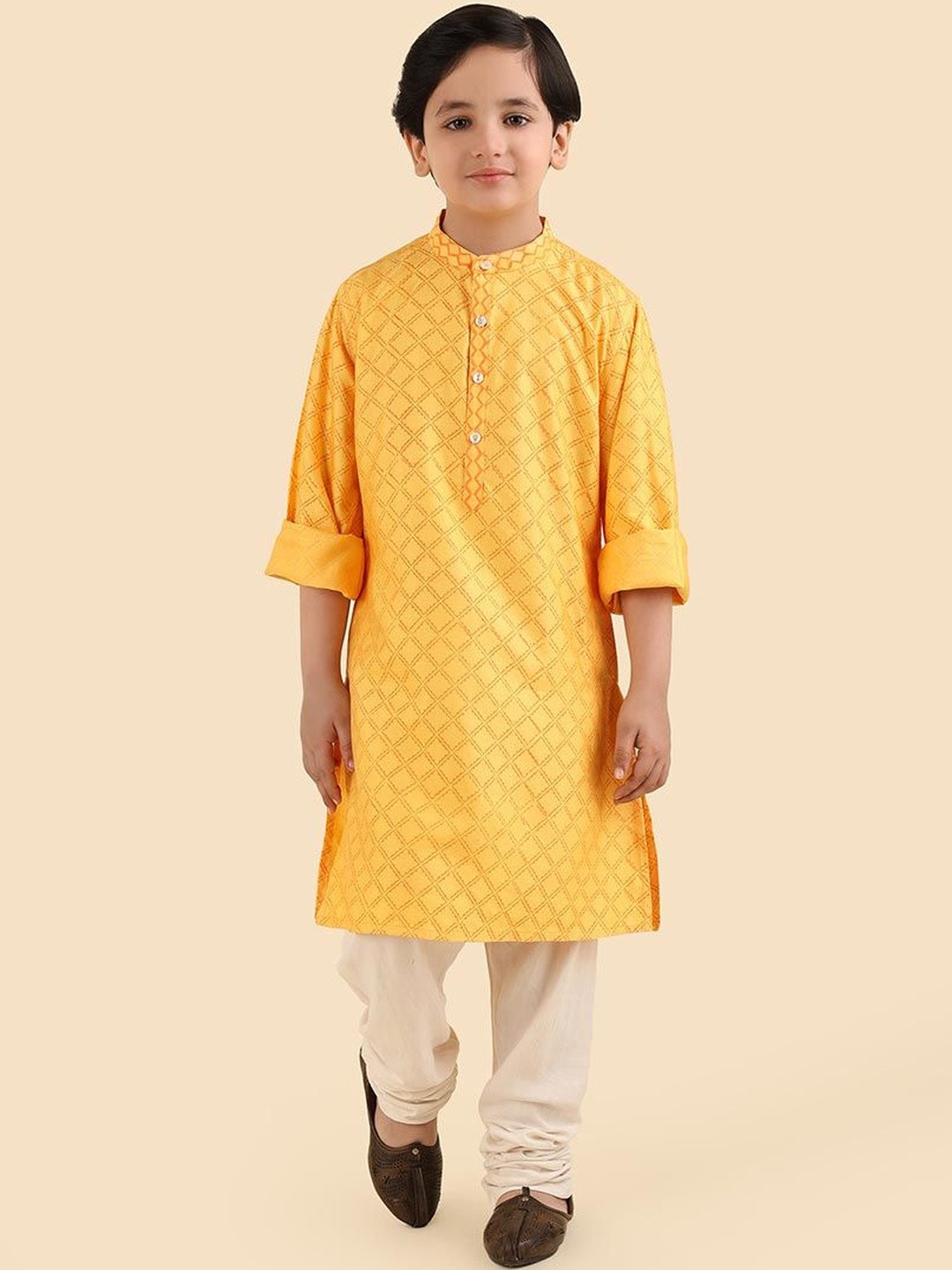 Fabindia Boys Geometric Printed Flared Sleeves Kurta