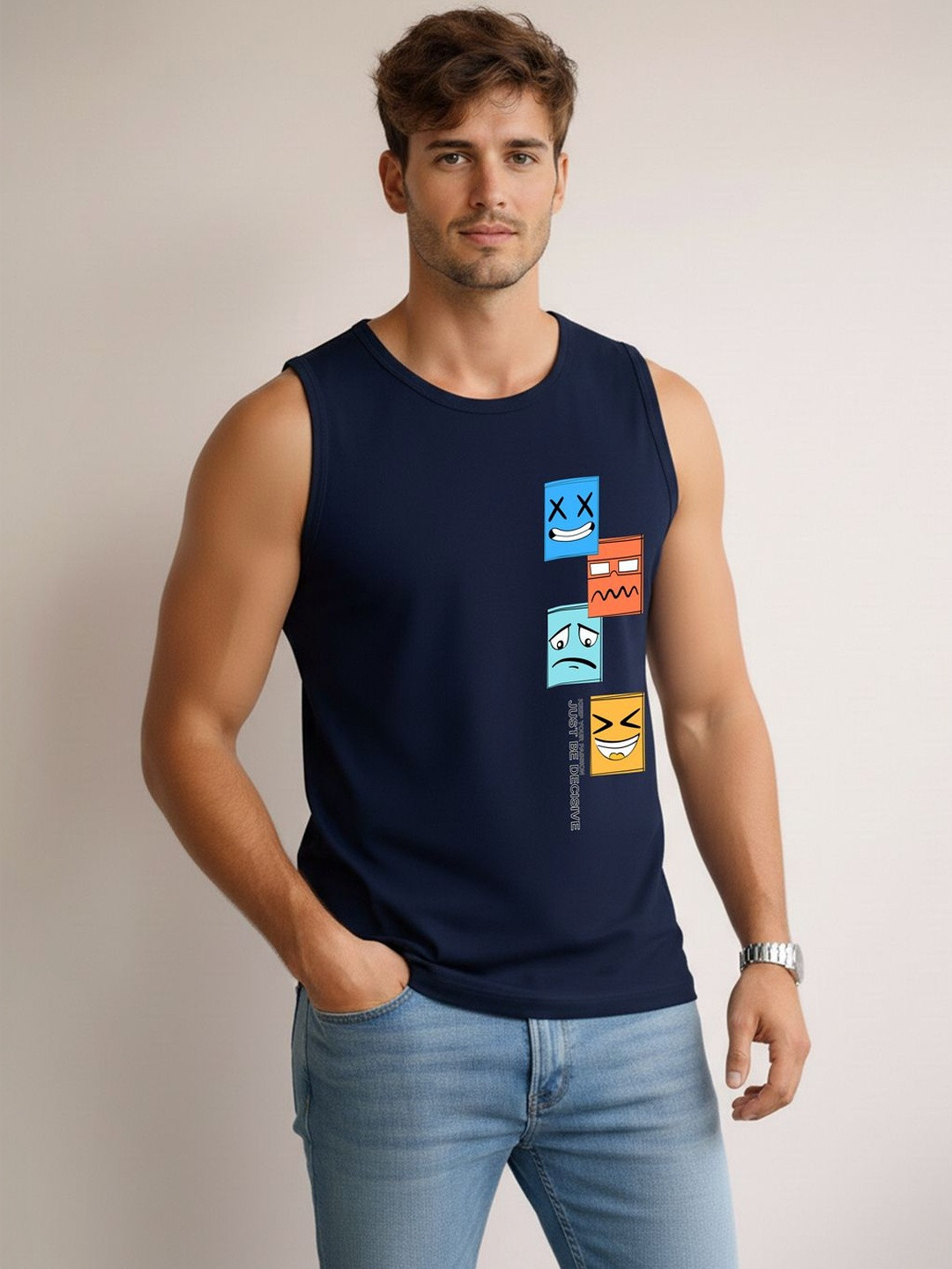 MINISTRY OF FRIENDS Printed Assorted Cotton Gym Vest