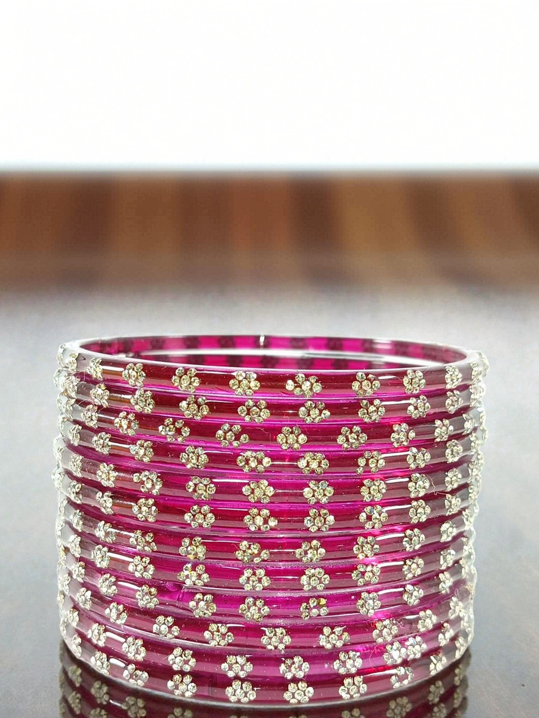 BEG FASHION Set Of 12 Zircon-Studded Glass Bangle