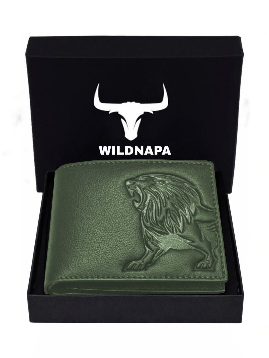 WILDNAPA Men Animal Textured Leather Two Fold Wallet