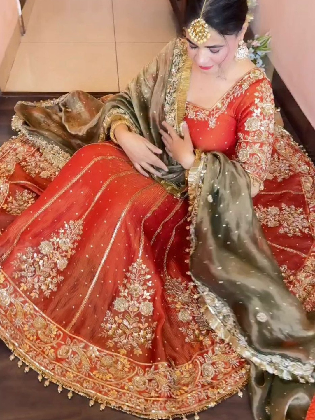 SWORNY FASHION Ethnic Motifs Embroidered Pleated Thread Work Kurta With Skirt & Dupatta