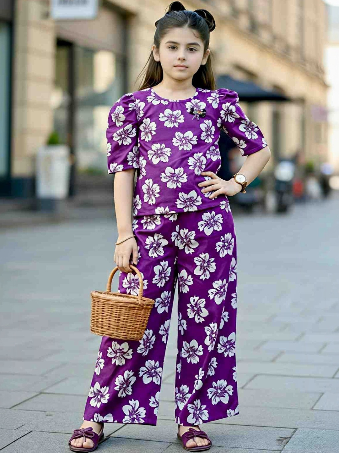 BARKAT DESIGNING PLANET Girls Printed Top with Trousers