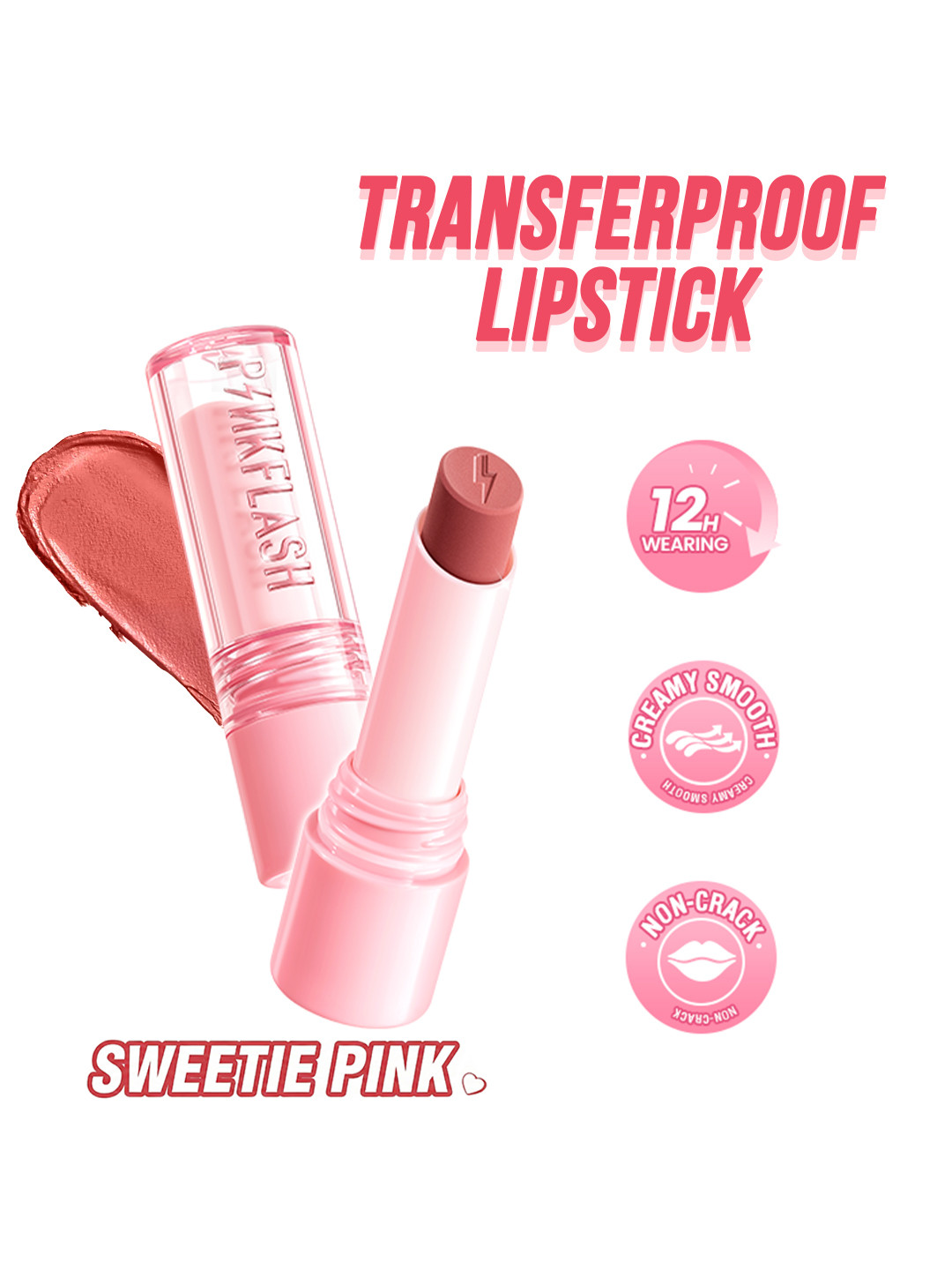 PINKFLASH LovingHeart Non-Transfer Lasting Matte Lipstick - Sweetie Pink PK02