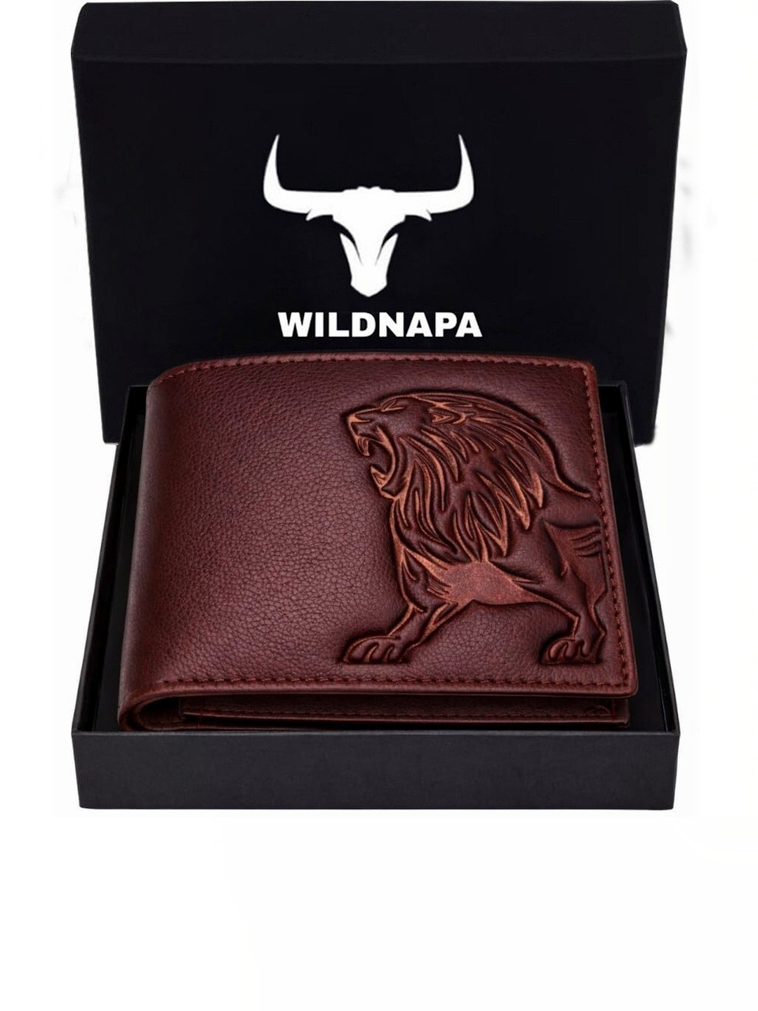 WILDNAPA Men Animal Textured Leather Two Fold Wallet