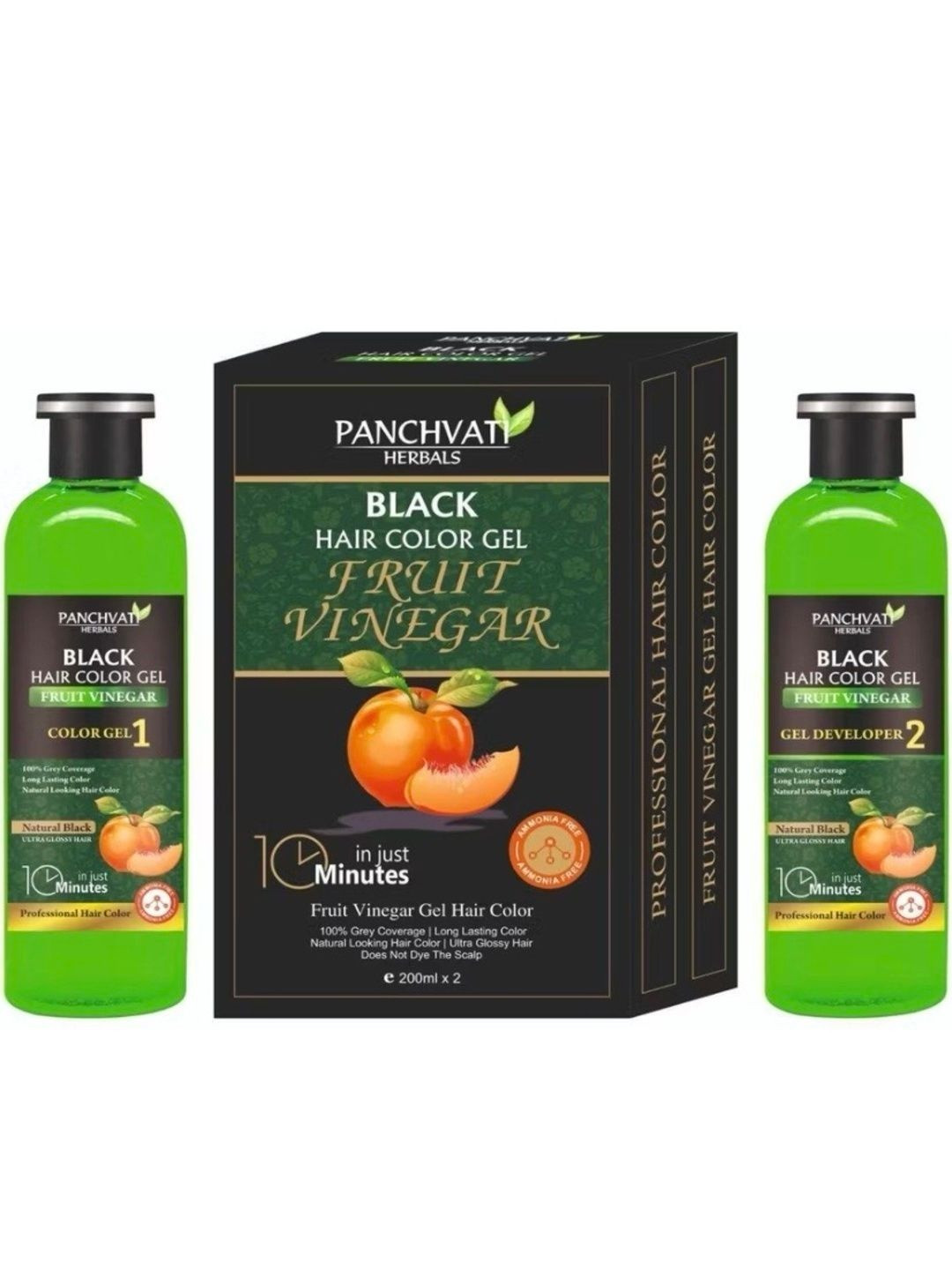 panchvati Set Of 2 Fruit Vinegar Hair Colour Gel - 200 ml Each - Black