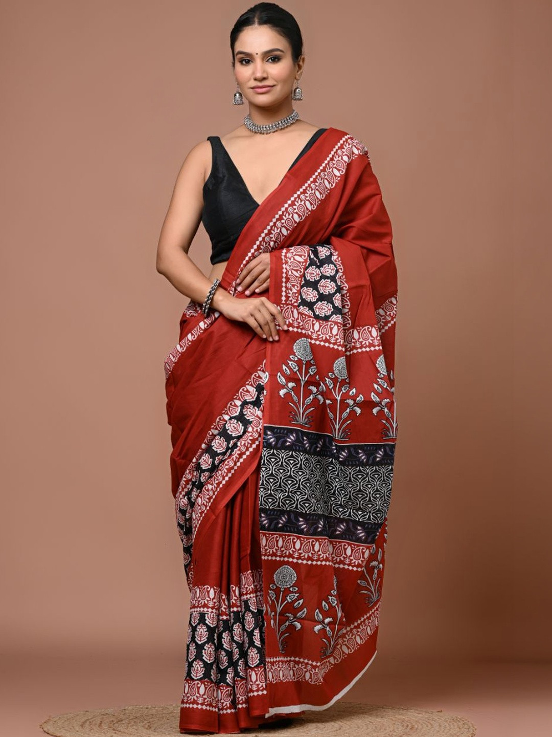 DATTA BUTTI Floral Pure Cotton Handloom Bagru Saree