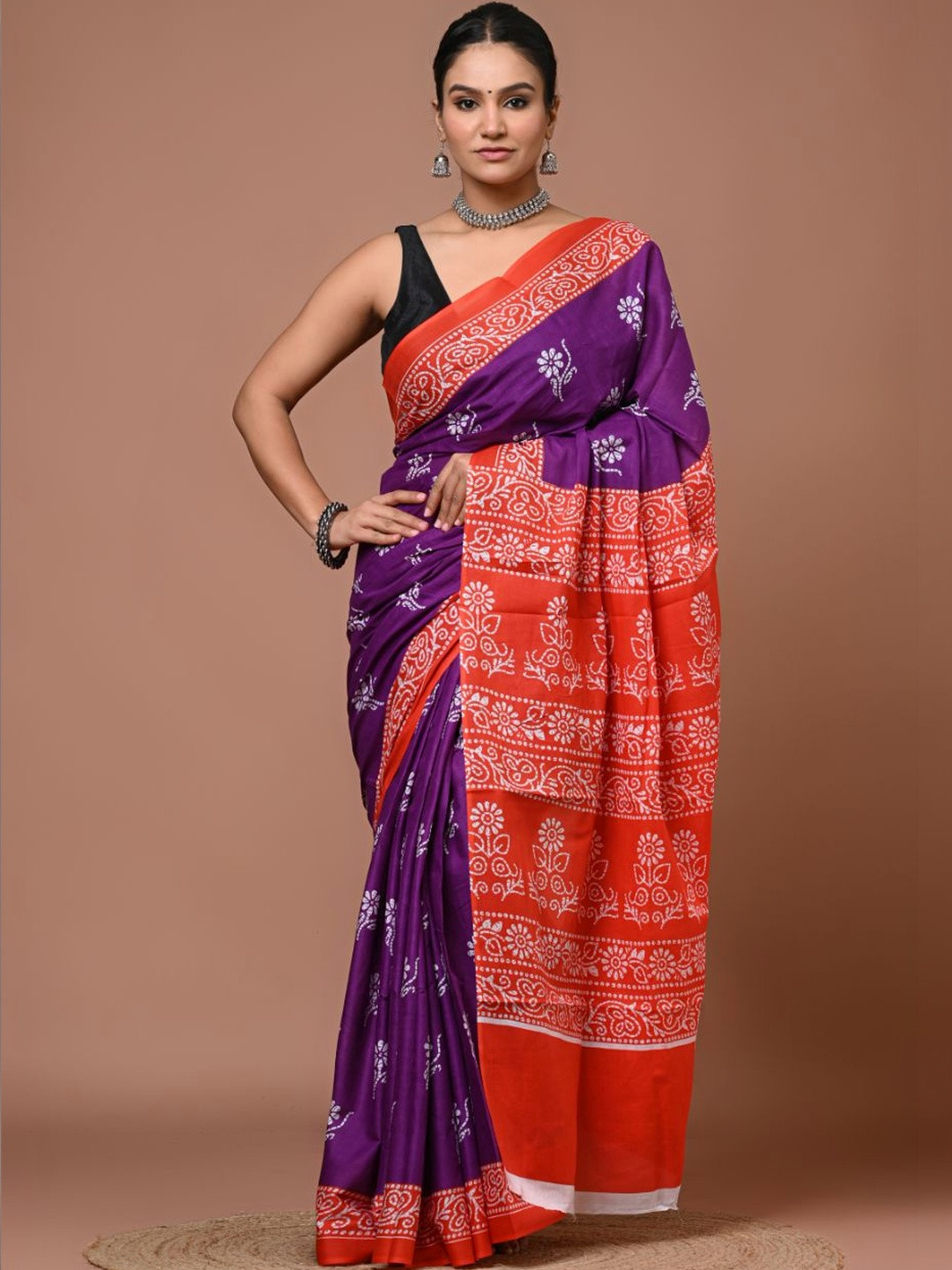 DATTA BUTTI Batik Pure Cotton Handloom Bagru Saree
