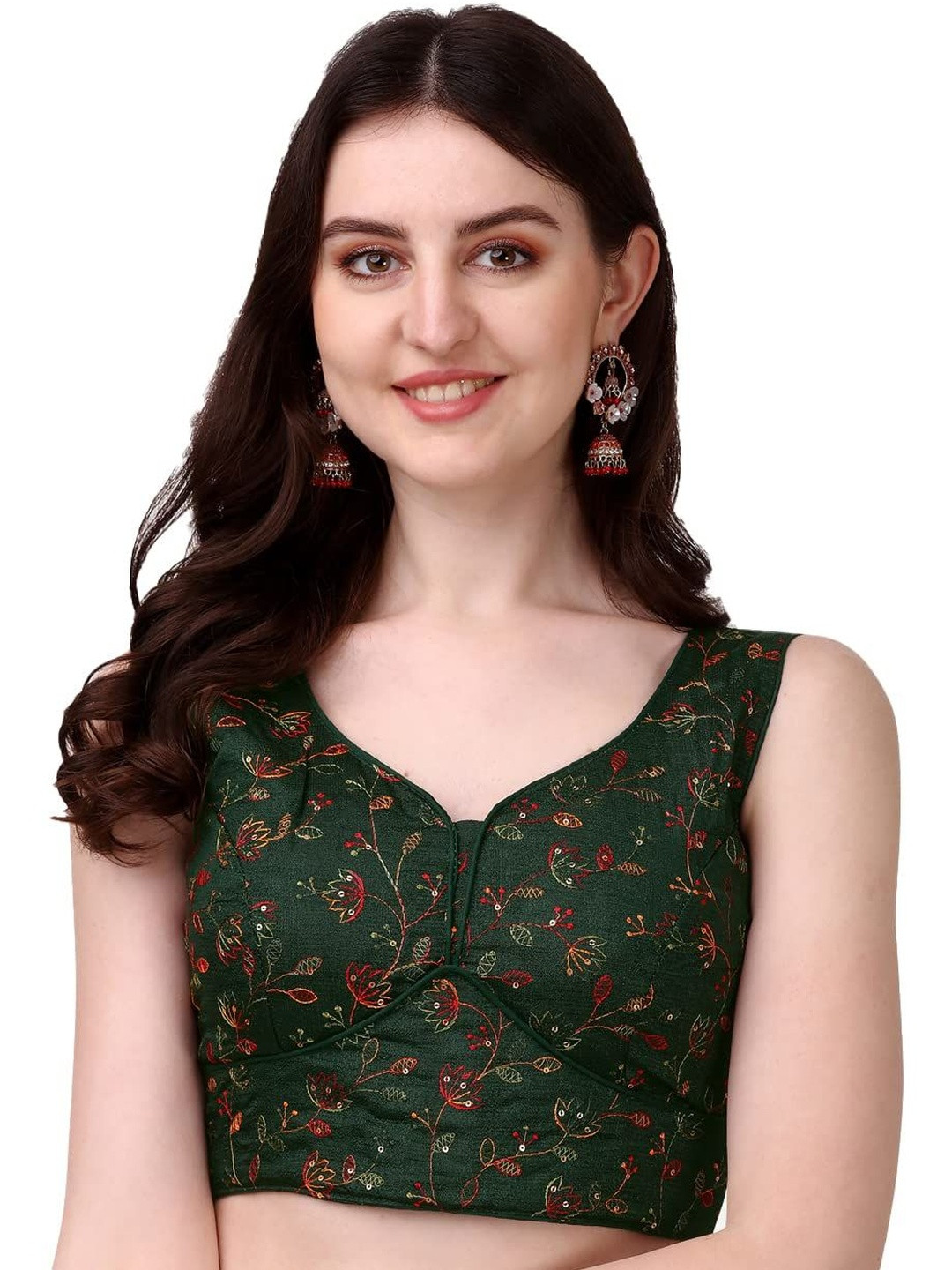 HERE&NOW Silk Embroidered Thread Work Saree Blouse