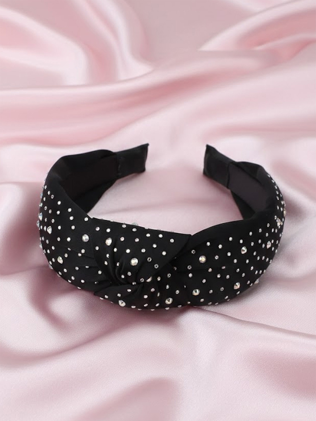 Adwitiya Collection Women Black & Silver Stone-Studded Embellished Hairband