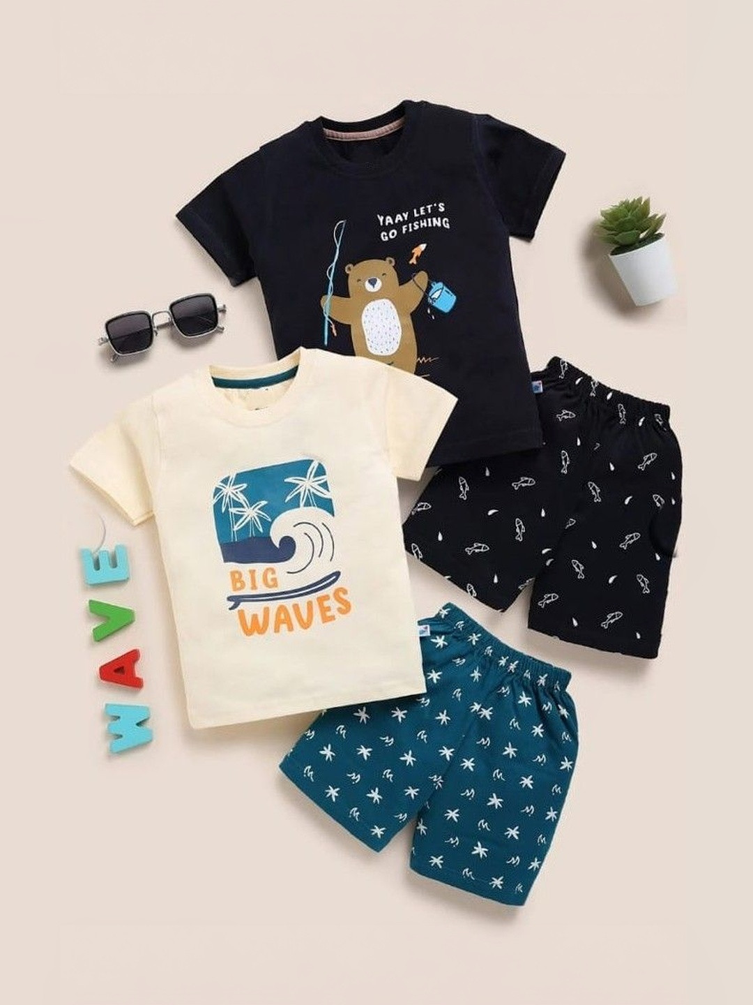 FAHAD CREATIONS Unisex Kids Printed T-shirt with Shorts