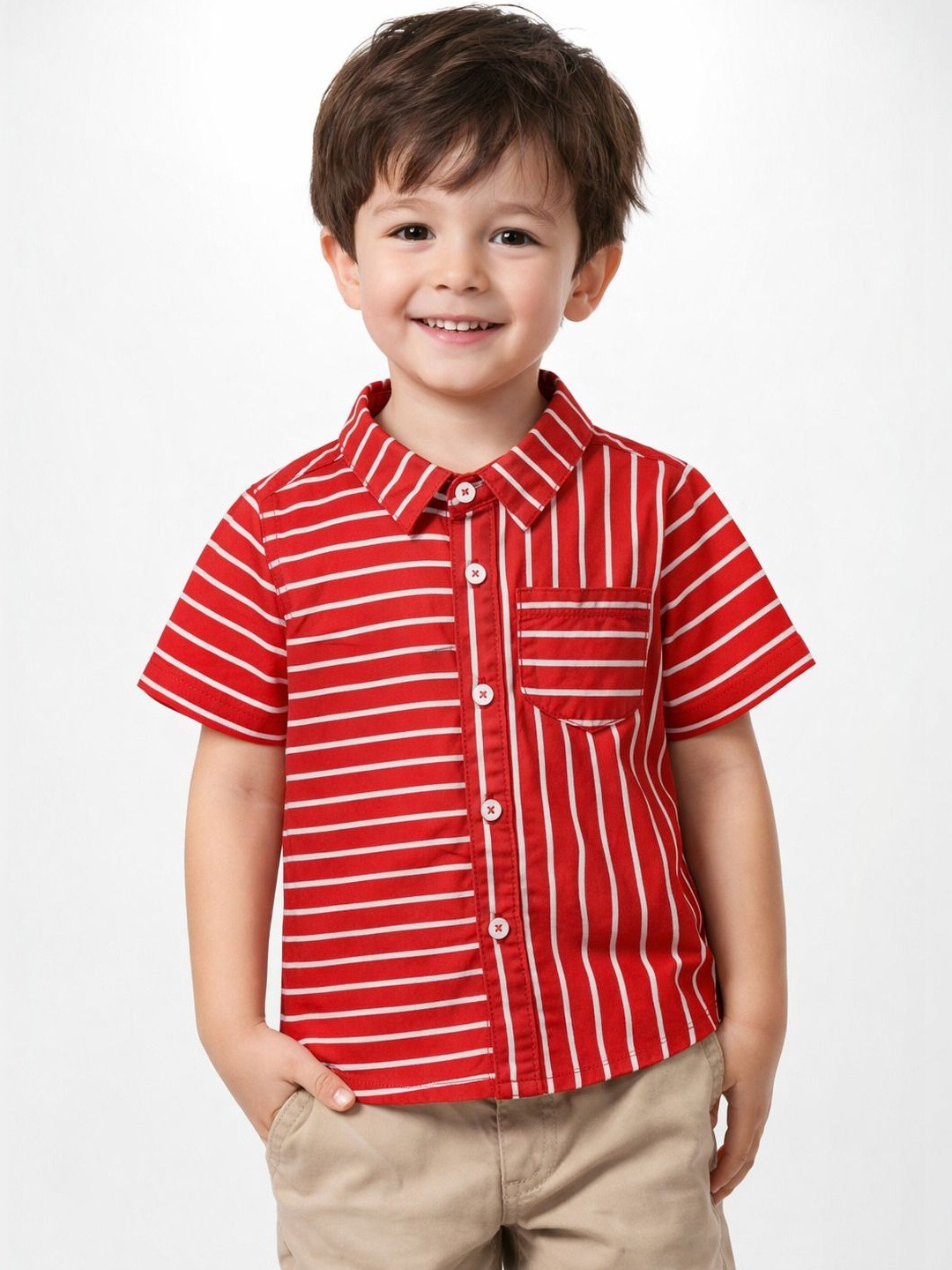 RAVYA TRENDZ Boys Classic Multi Stripes Striped Casual Shirt