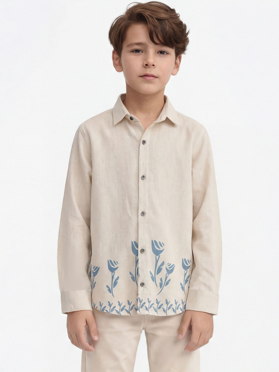 BEARSOUL Boys Classic Floral Printed Casual Shirt