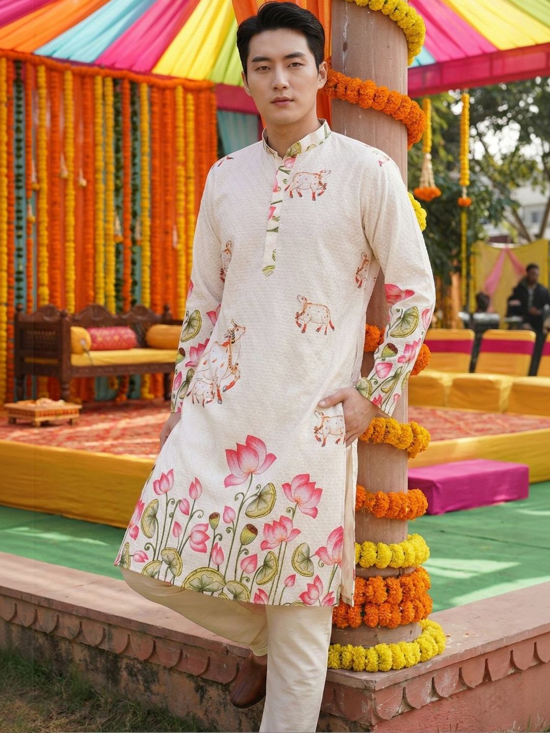 KASMEN CO. Men Ethnic Motifs Embroidered Chikankari Kurta