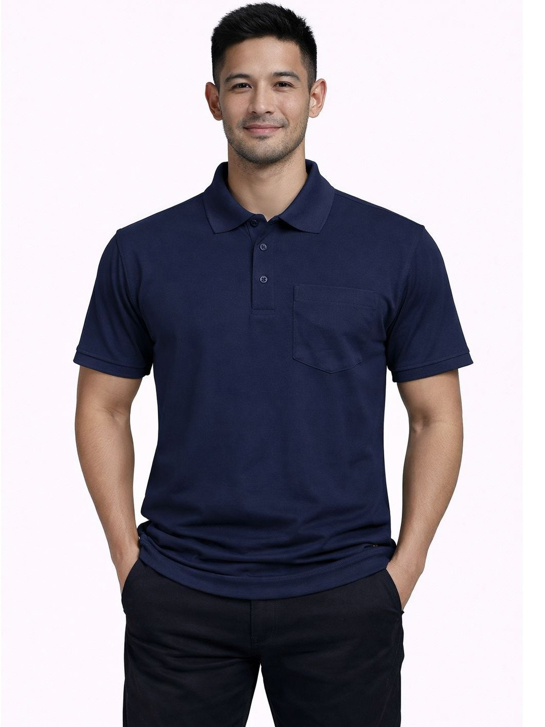 Moda Rapido Men Polo Collar Pockets T-shirt