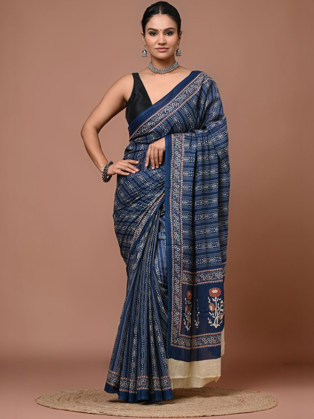 DATTA BUTTI Ethnic Motifs Pure Cotton Handloom Bagru Saree