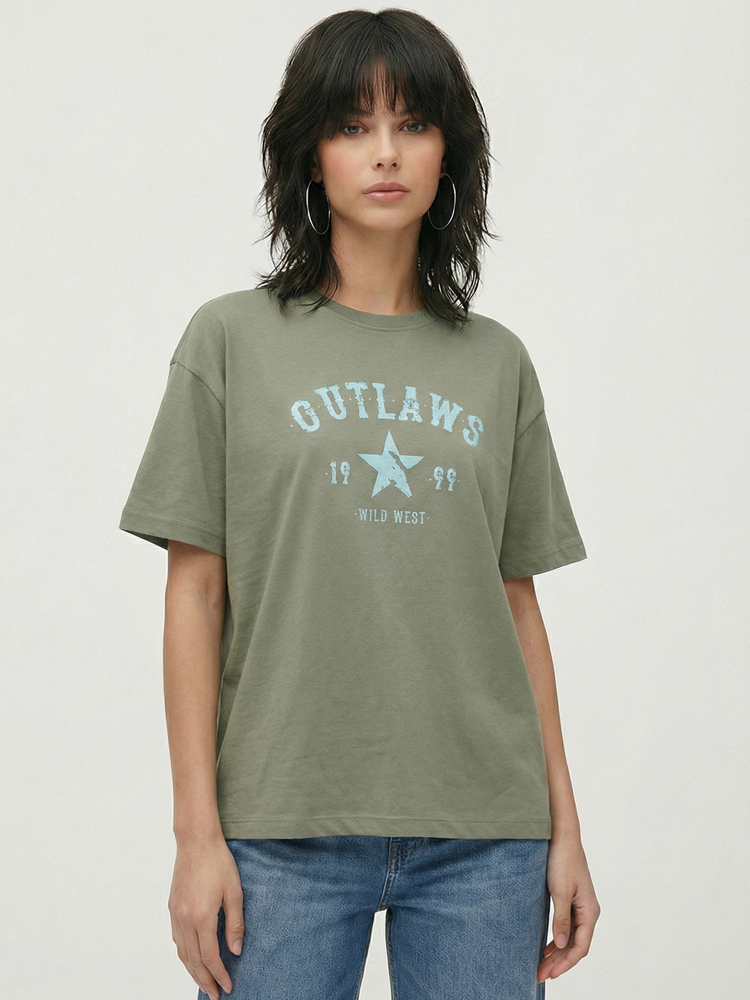 The Roadster Life Co. Typography Printed Drop-Shoulder Sleeves Relaxed Fit T-shirt