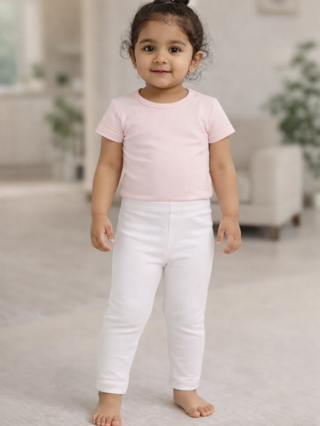 Bodycare Infant White Lycra Cotton Stretchable Comfortable Ankle Length Leggings