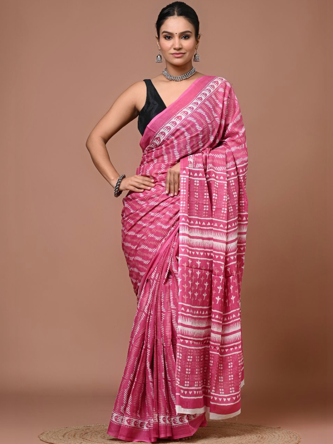 DATTA BUTTI Ethnic Motifs Pure Cotton Handloom Bagru Saree