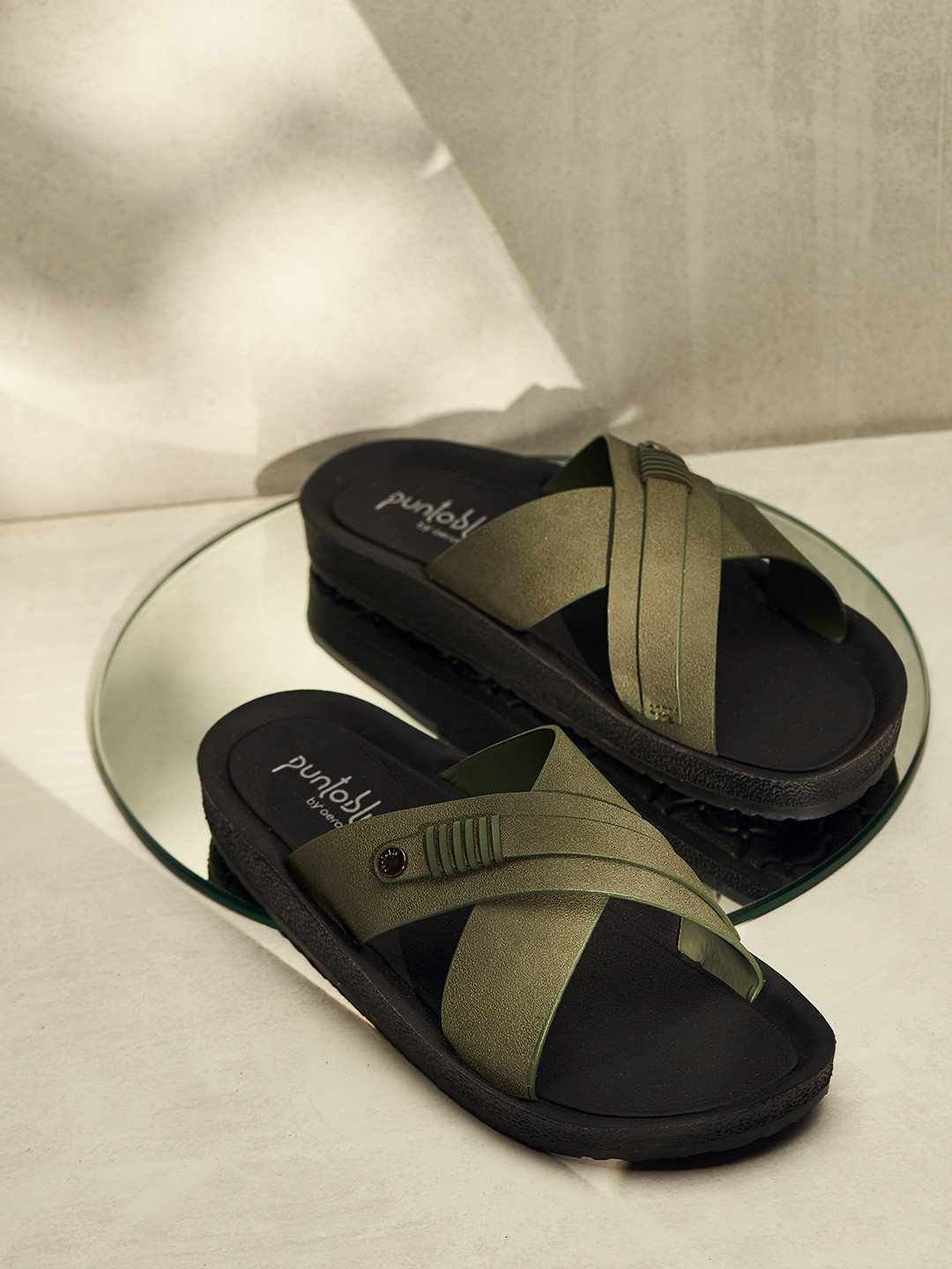 Puntoblu Men Textured Open Toe Flats with Buckles