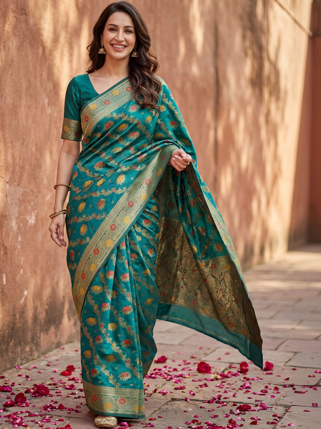 Anouk Mirage Ethnic Motifs Zari Silk Blend Handloom Saree