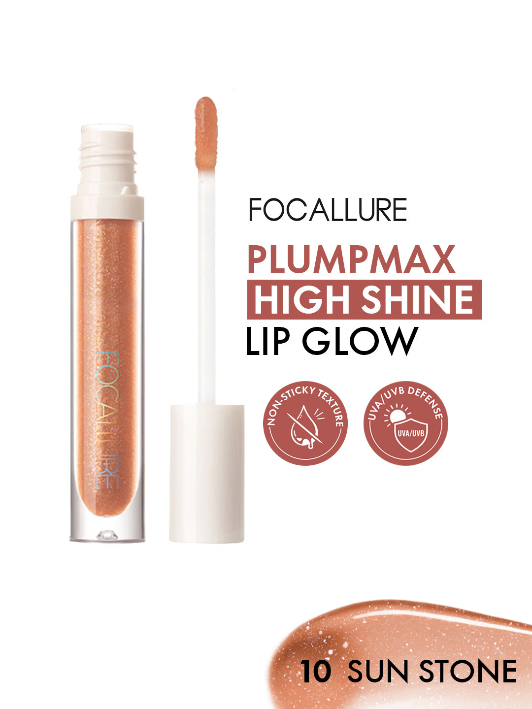 FOCALLURE Plumpmax High Shine Lip Glow Lip Gloss - 2.5 g - Sunstone 10