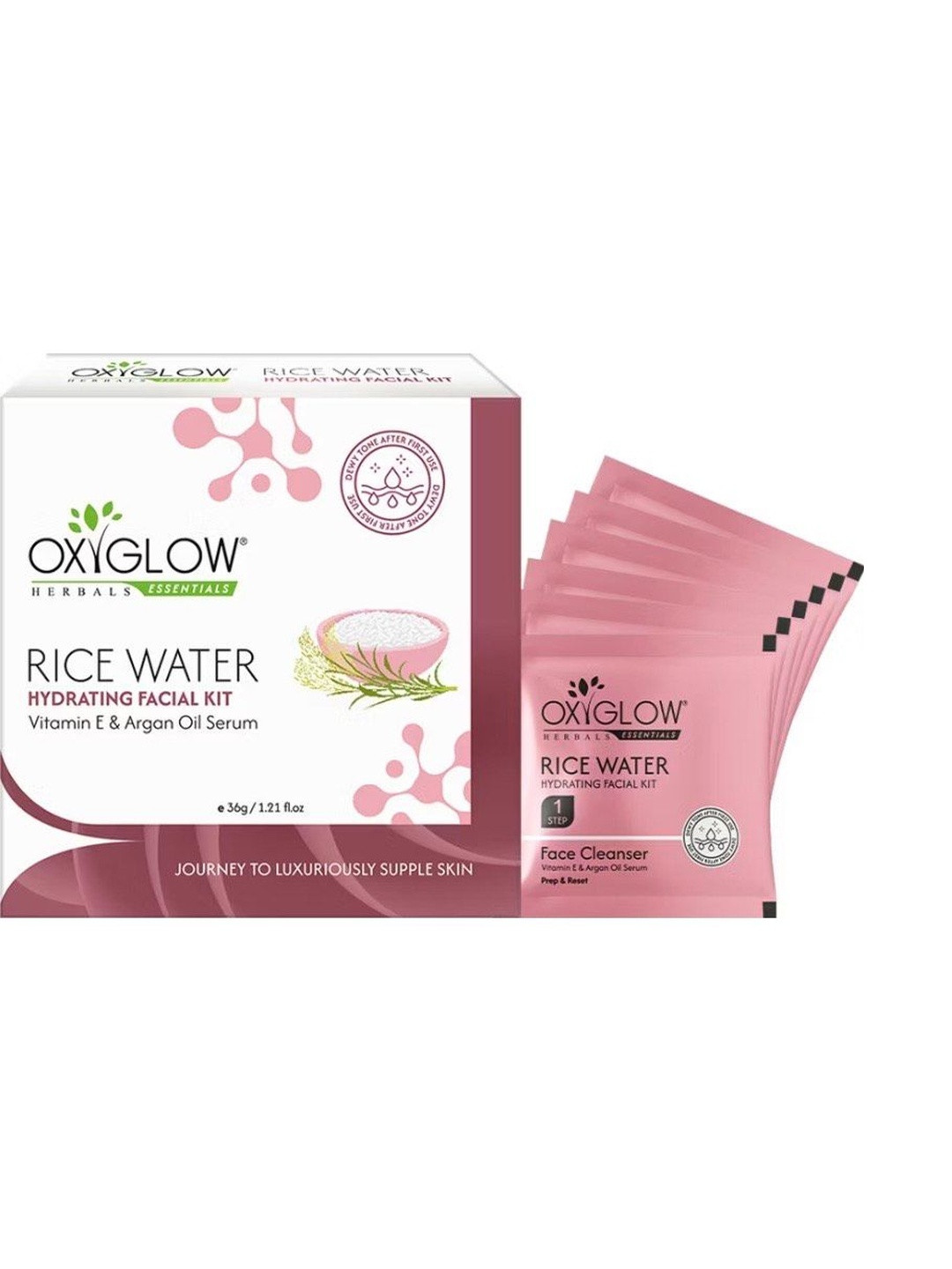 OxyGlow Herbals 6-In-1 Rice Water Hydrating Facial Kit - 36 g