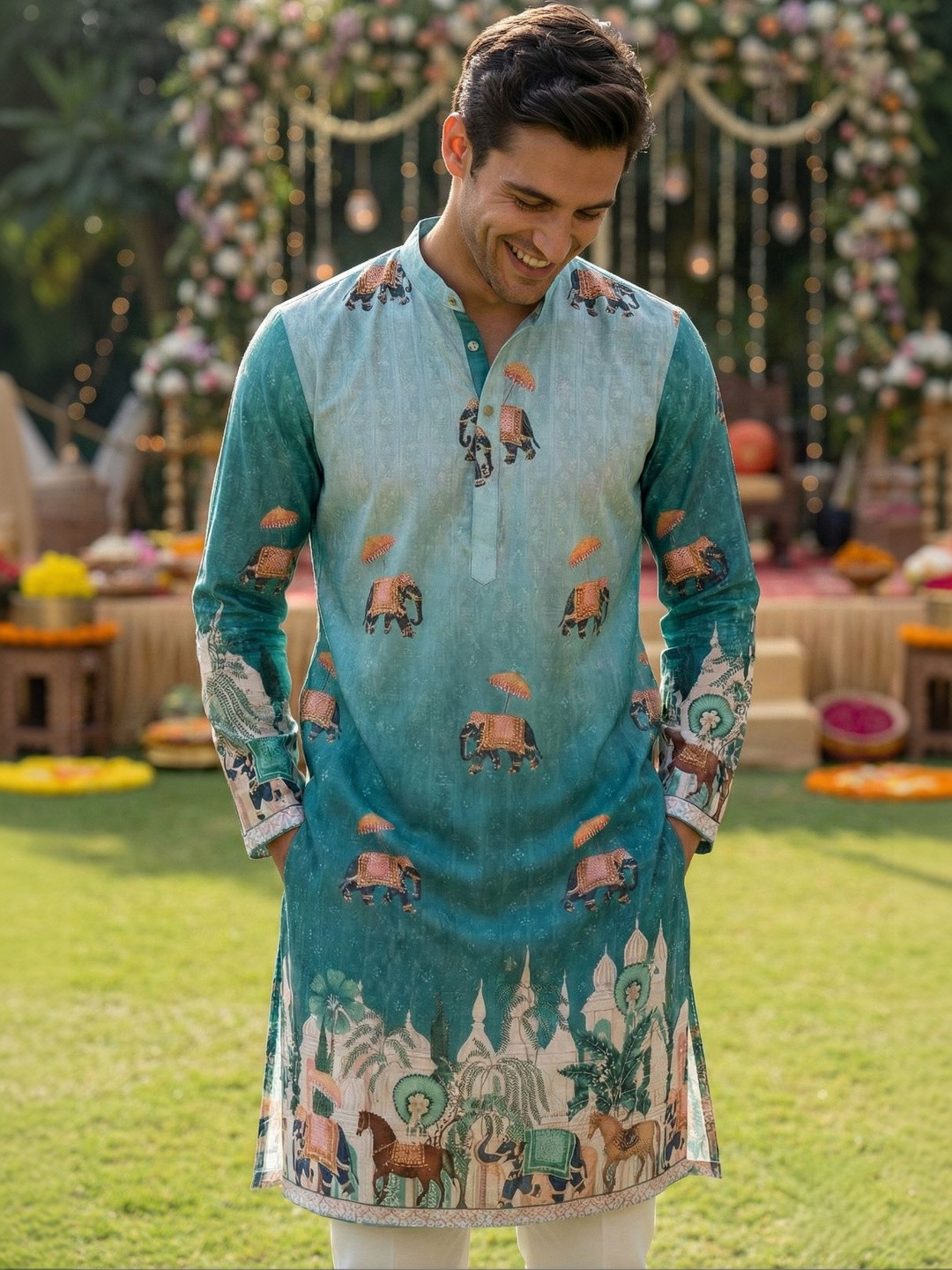 DUFFLE DOG Men Ethnic Motifs Embroidered Kurta