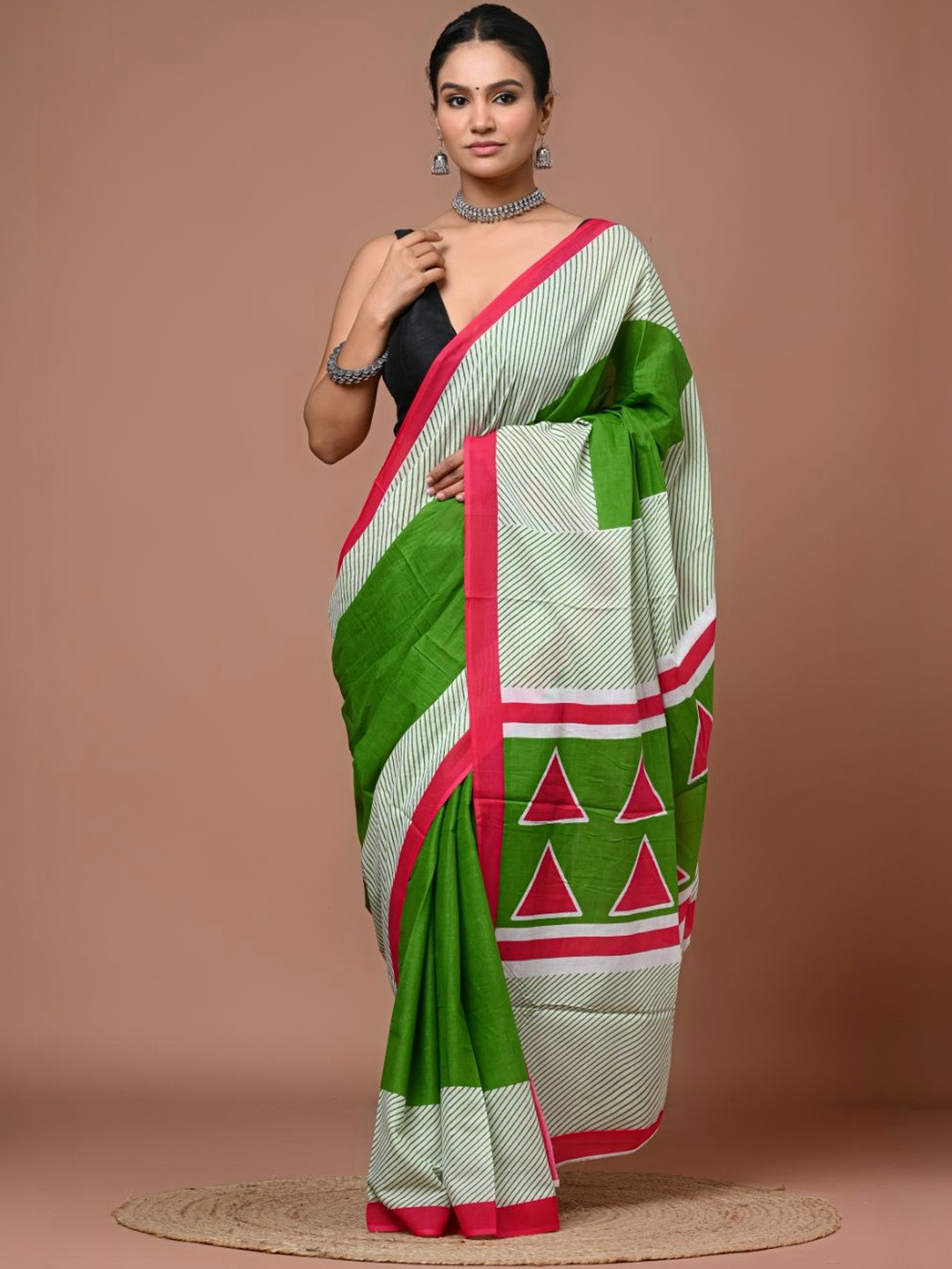 DATTA BUTTI Pure Cotton Handloom Bagru Saree