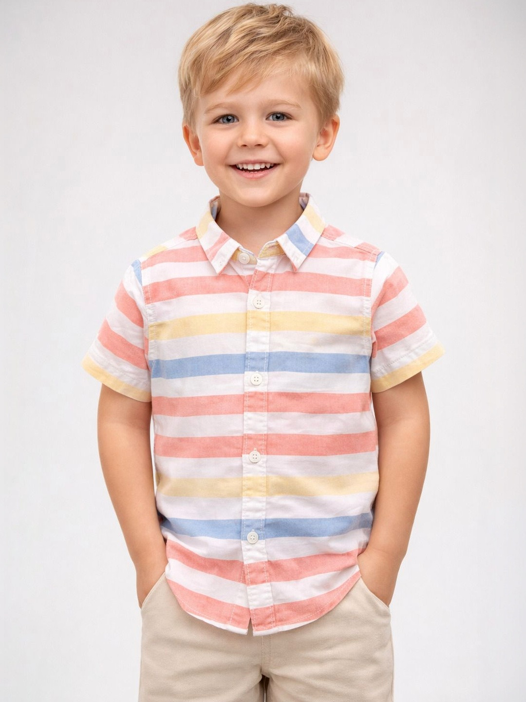RAVYA TRENDZ Boys Classic Multi Stripes Striped Casual Shirt