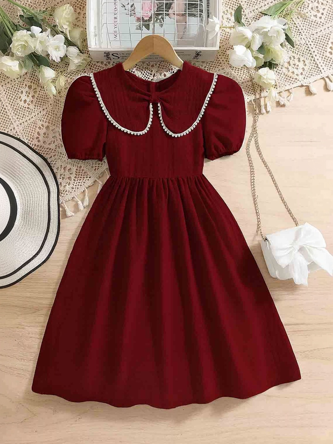 MENSBIT Puff Sleeve Fit & Flare Dress