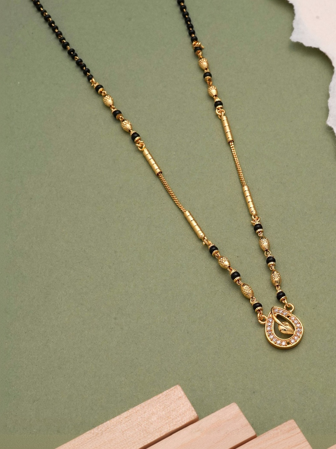 AUREVEE Gold-Plated Artificial Stones Mangalsutra