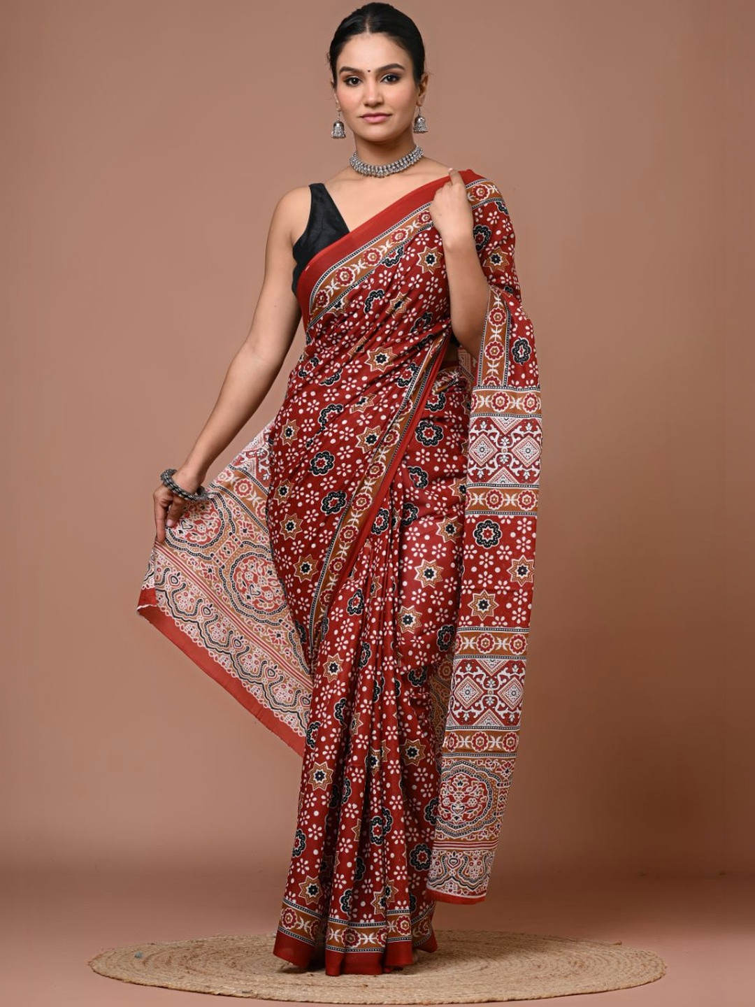 DATTA BUTTI Ethnic Motifs Pure Cotton Handloom Bagru Saree