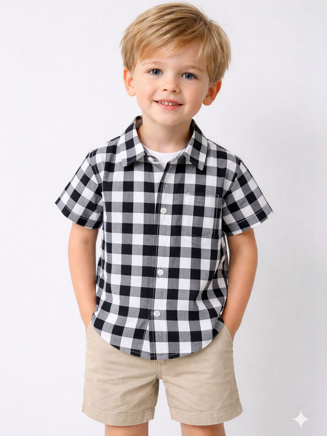 RAVYA TRENDZ Boys Classic Gingham Checks Checked Casual Shirt
