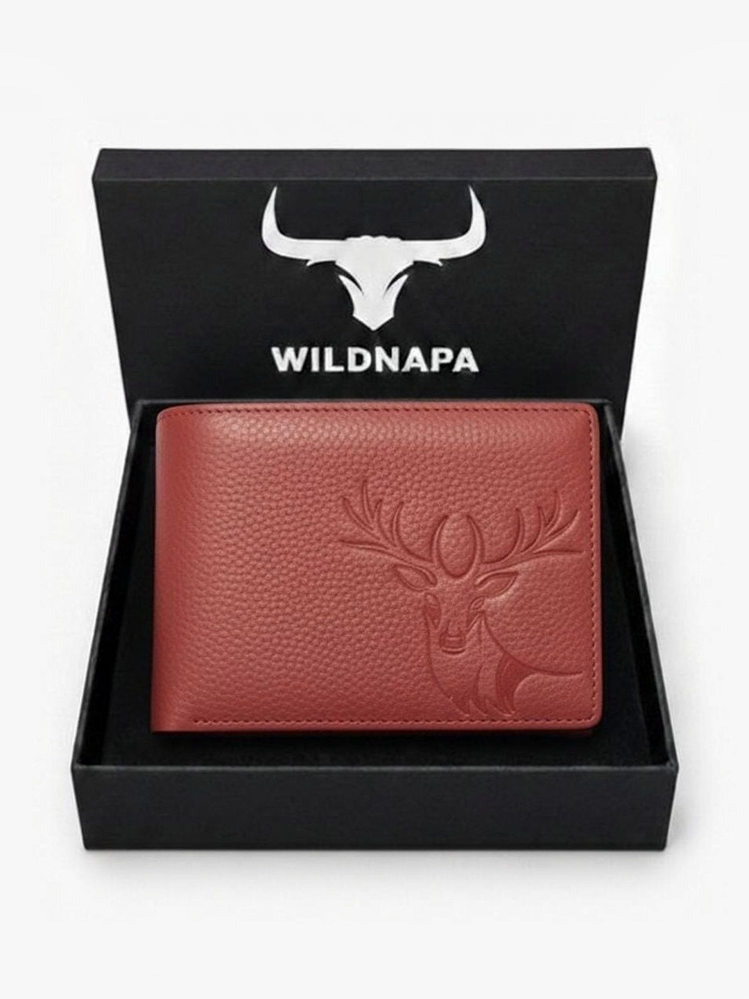 WILDNAPA Men Animal Textured Leather Two Fold Wallet