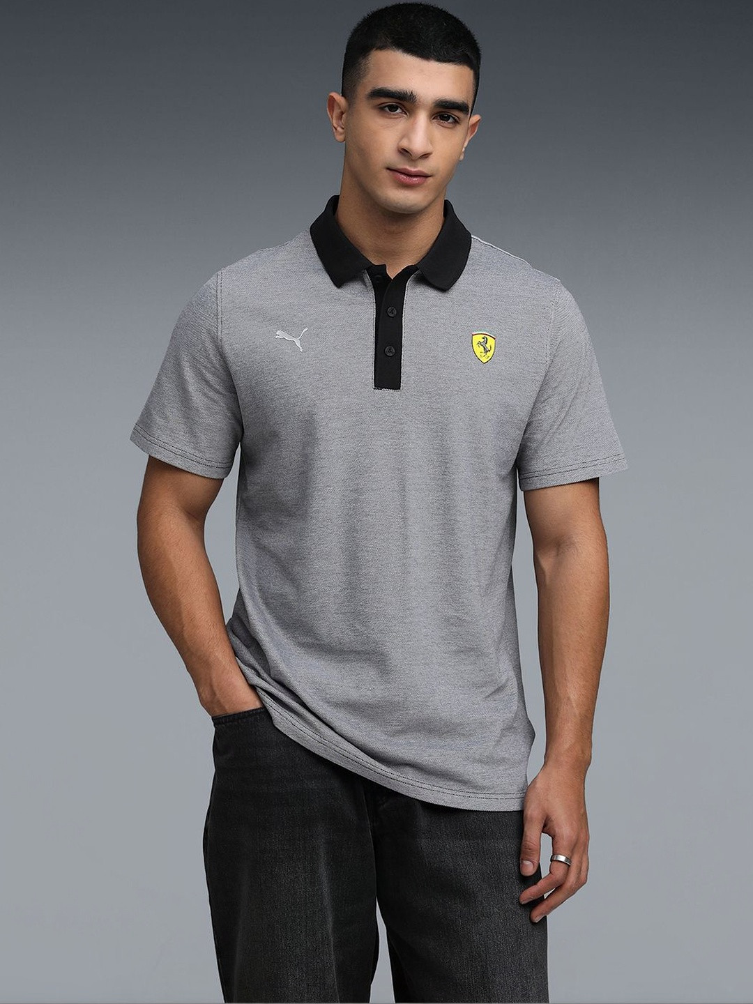 Scuderia Ferrari Men's Contrast Collar Polo