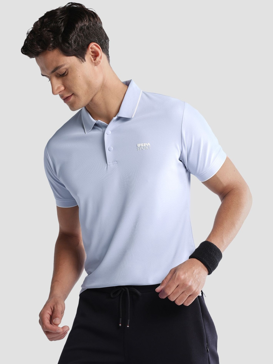 USPA Sport Men Brand Logo Polo Collar T-shirt