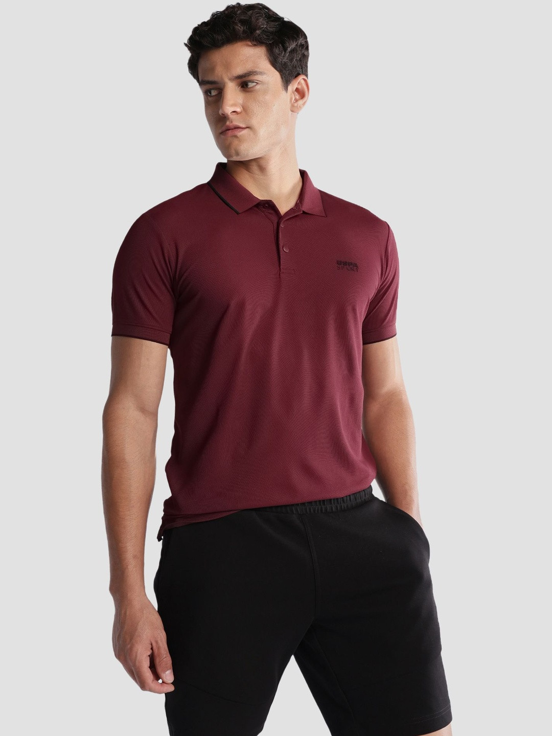 USPA Sport Men Brand Logo Polo Collar T-shirt