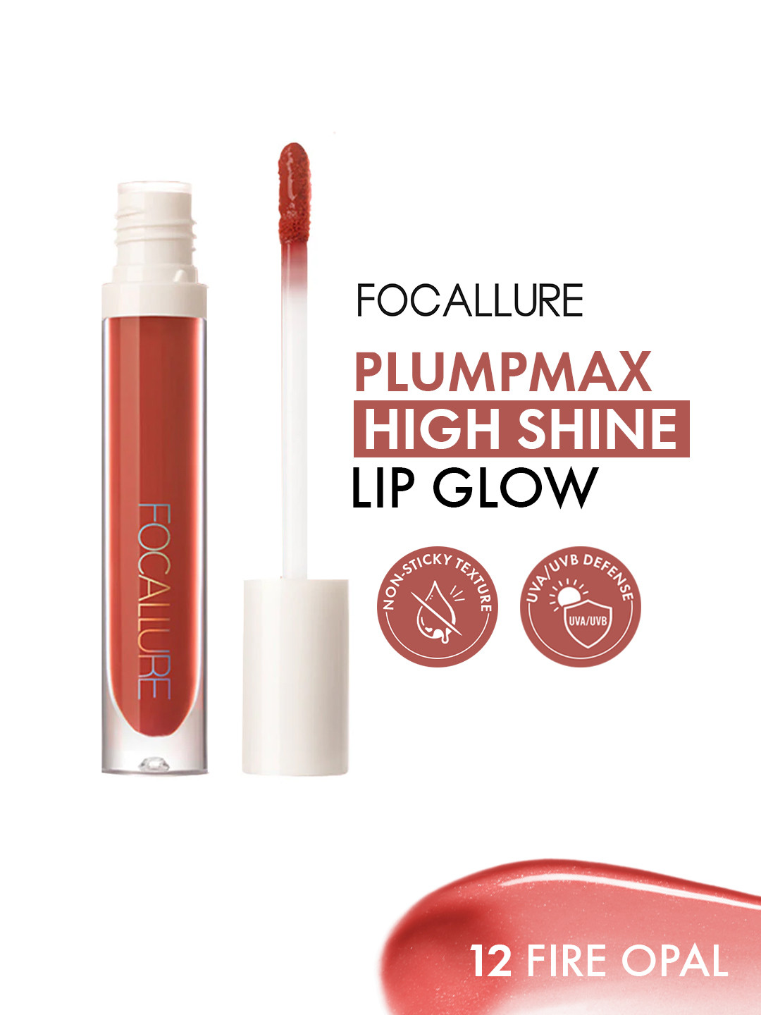 FOCALLURE Plumpmax High Shine Lip Glow Lip Gloss - 2.5 g- Fire Opal 12
