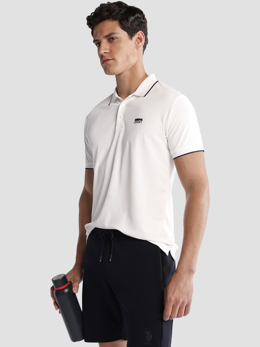 USPA Sport Men Brand Logo Polo Collar T-shirt