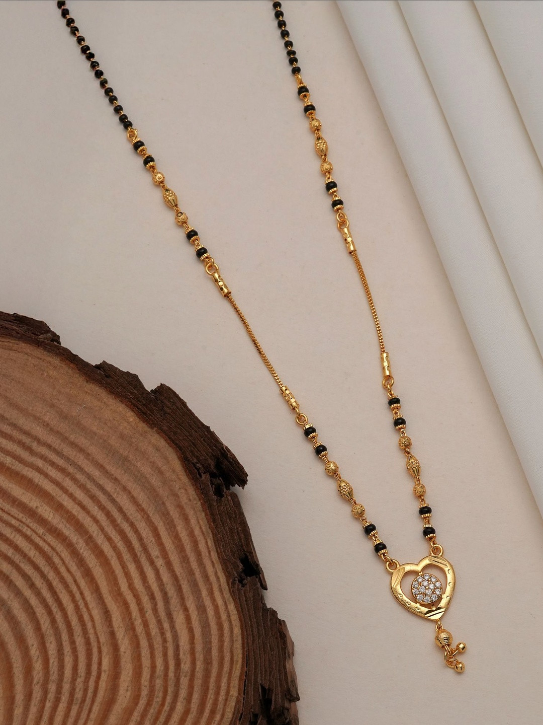 AUREVEE Gold-Plated Artificial Stones Mangalsutra