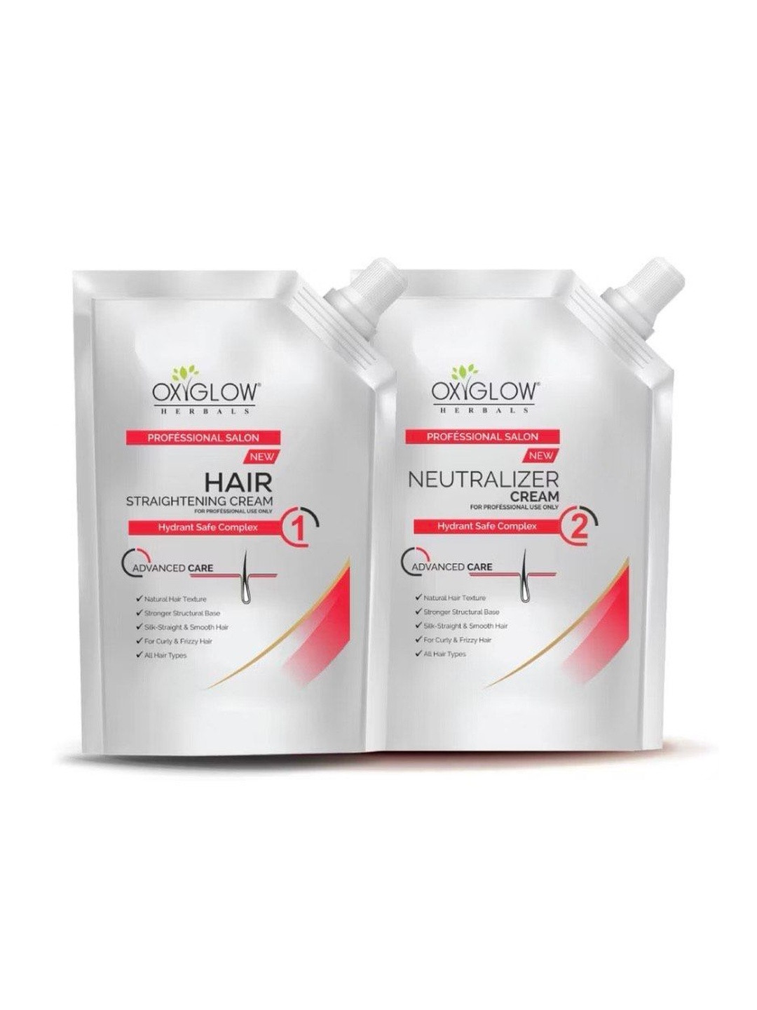 OxyGlow Herbals Set Of 2 Salon Hair Straightening & Neutralizer Cream - 500 ml Each